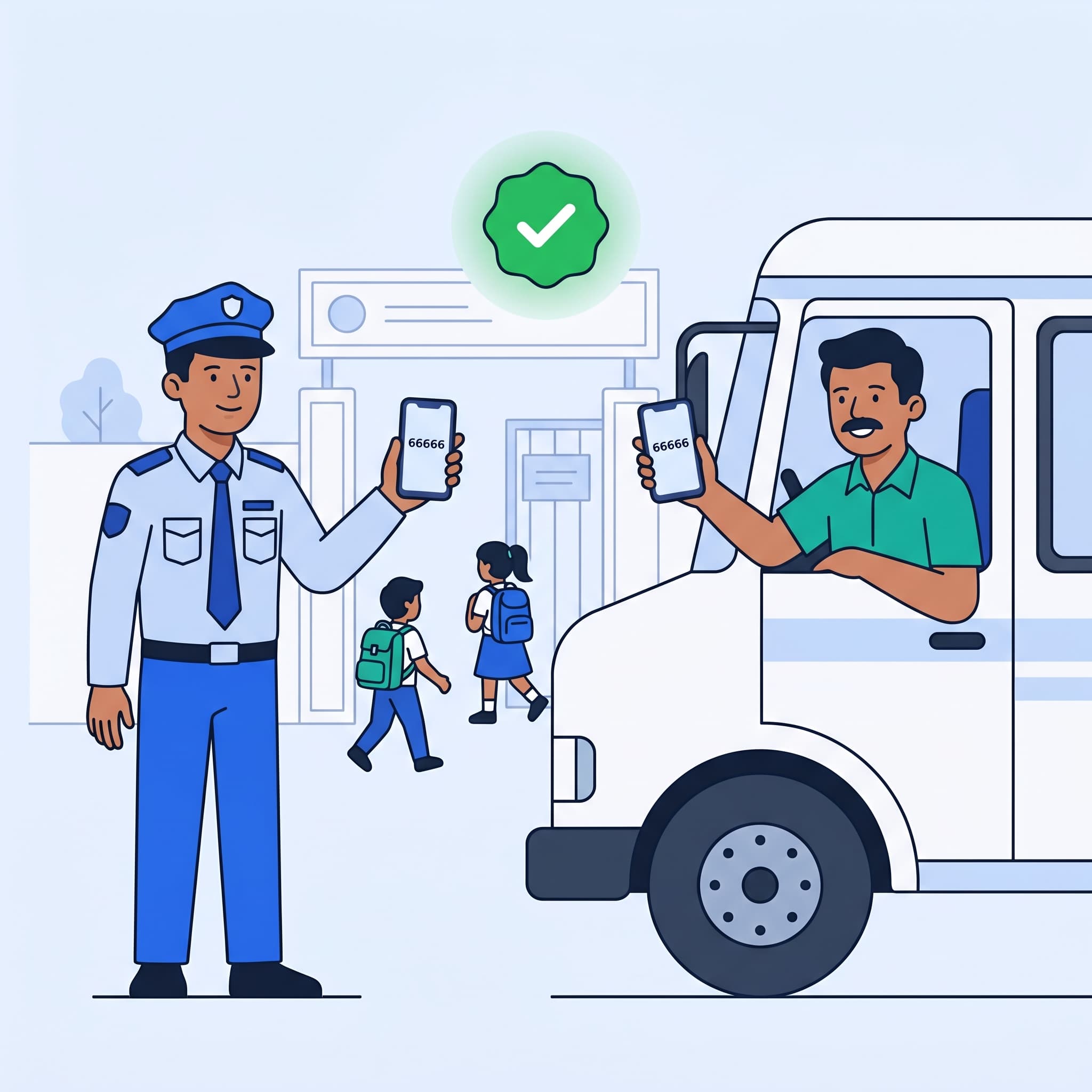 School gate verification illustration
